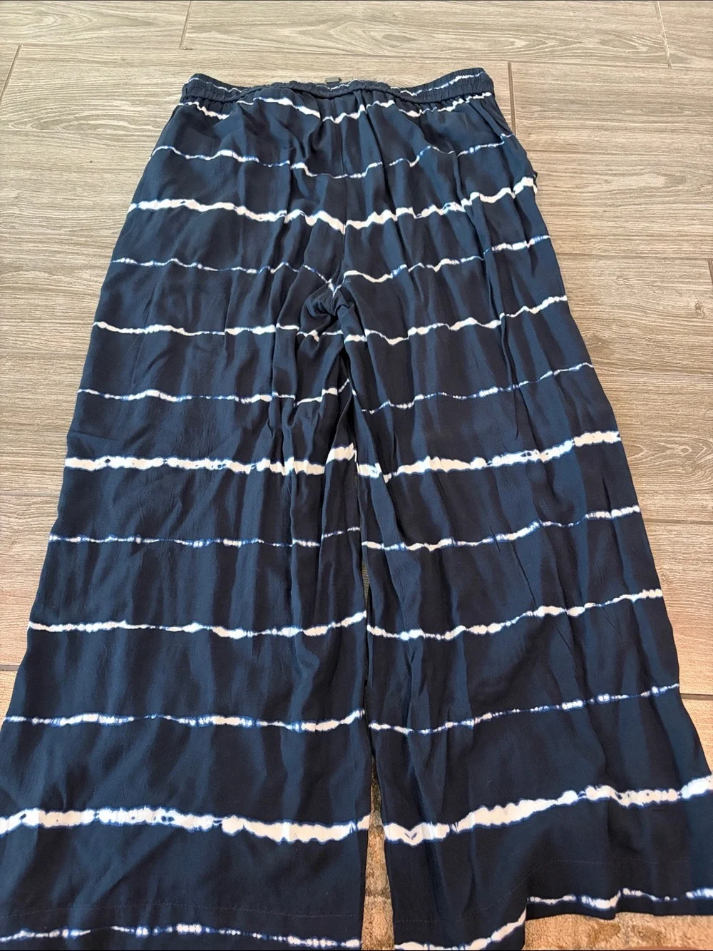 Style & Co Navy and White Tie-Dye Wide Leg Pants
